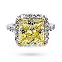 Carat 9ct White Gold Canary Modified Princess Border Set Ring 10946 - Ring Size Medium