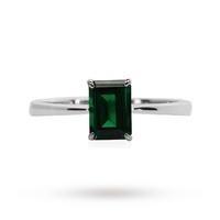 Carat 9ct White Emerald Cut Green Ring - Ring Size Medium