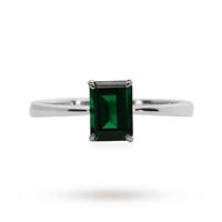 Carat 9ct White Emerald Cut Green Ring