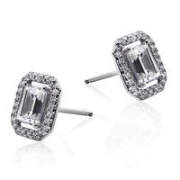 Carat London 0.5ct Sterling Silver, Emerald Border Set Studs