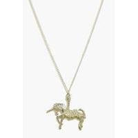Carousel Unicorn Pendant Necklace - gold