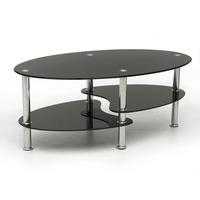 Cara Coffee Table Black Glass Split Shelf