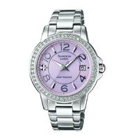 casio steel stone bezel solar pink watch she 4026sbd 4adr