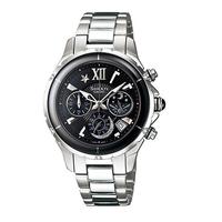 casio steel chronograph round black dial with date watch she 5512d 1ad ...