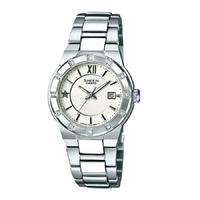 Casio Steel Stone Bezel Round White Dial Watch SHE-4500D-7AER