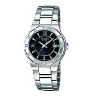 Casio Steel Stone Bezel Round Black Dial Watch SHE-4500D-1AEF