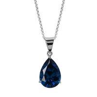 Carat Sapphire Blue Pear Pendant Necklace