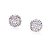 carat sterling silver pave round studs earrings