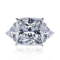 Carat 6.50ct Cushion Trilogy White Gold Ring