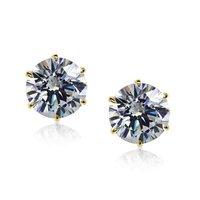 Carat 1.00ct Euroback Round Brilliant Yellow Gold Earrings