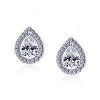 Carat Silver Borderset Pear Shape Earrings