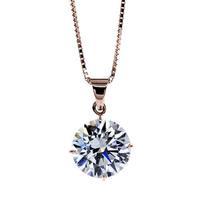 Carat 1.00ct Rose Gold Brilliant Round Pendant Necklace