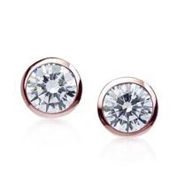 Carat Rose Gold Brilliant Bezel Stud Earrings