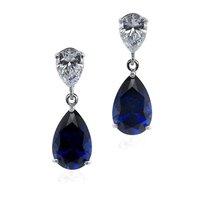 Carat Pear Sapphire Blue Drops Earrings