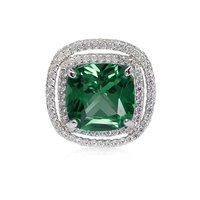 Carat Cushion Border Set in Emerald Green Ring