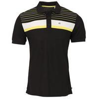 calvin klein excel polo shirt black white yellow d14