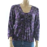 CC XL Purple and Grey Floral Print Long-Sleeved Top