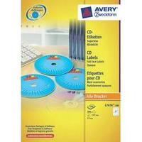 CD labels Avery-Zweckform L7676-100 L7676-100 Inkjet, Laser Label diameter 117 mm 200 pc(s) White