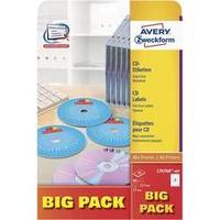 CD labels Avery-Zweckform CD-Etiketten SuperSize Blickdicht BIG PACK L7676A-40P Inkjet, Laser Label diameter 117 mm 80 p