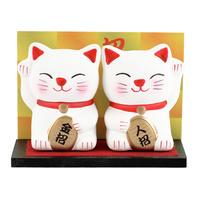 Ceramic Lucky Cat Figurines - White
