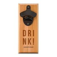 cedar wood wall mount bottle opener drink etching