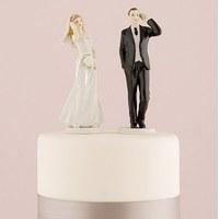 Cell Phone Fanatic Bride and Groom Mix & Match Cake Toppers - Cell Phone Fanatic Bride