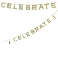 Celebrate Gold Glitter Banner