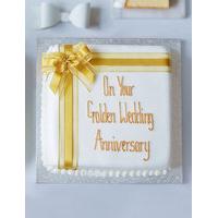 celebration fruit cake with gold ribbon gluten free