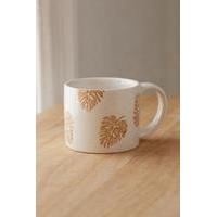 ceramic wax resist palm design mug white