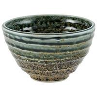 Ceramic Rice Bowl - Brown With Blue Rim