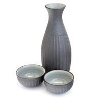 Ceramic Iron Coated Sake Set - Steel Grey