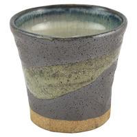 Ceramic Turkish Style Cup - Grey, Green Brushstroke Pattern