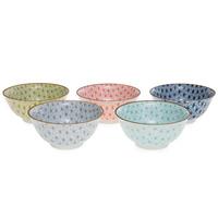 ceramic bowl set multi colour hexagon pattern