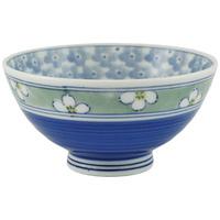 Ceramic Rice Bowl - Blue, Assorted Flower Patterns