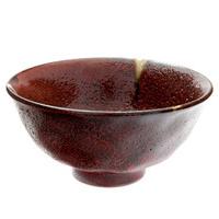 Ceramic Rice Bowl - Red, Mottled Pattern