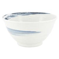 Ceramic Noodle Bowl - White, Blue Swirl Pattern