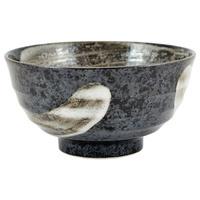 ceramic noodle bowl black brushstroked pattern