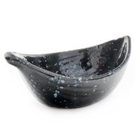 Ceramic Serving Bowl Small - Black, Mottled Pattern