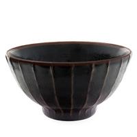 ceramic noodle bowl black brown stripe pattern