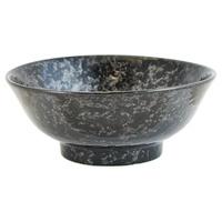 Ceramic Serving Bowl - Black, Wave Pattern
