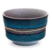 Ceramic Sake Cup - Blue, Brown Stripe