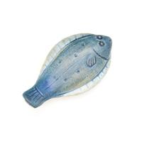 Ceramic Chopstick Rest - Faded Blue, Flounder Fish