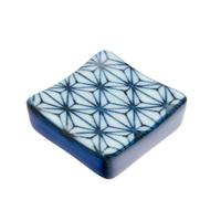Ceramic Square Chopstick Rest - White And Blue, Traditional Japanese Pattern