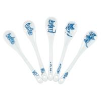 Ceramic Teaspoons - White, Blue Cat Patterns