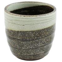 Ceramic Shochu Cup - Brown And Green, Brushstroke Pattern
