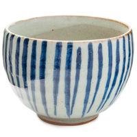 Ceramic Teacup - White With Blue Stripe Pattern