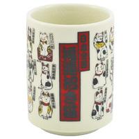 Ceramic Teacup - Multiple Lucky Cats Pattern
