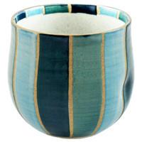 Ceramic Rocking Teacup - Blue, Stripe Pattern