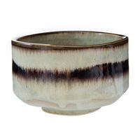 ceramic matcha bowl light grey brown stripe pattern
