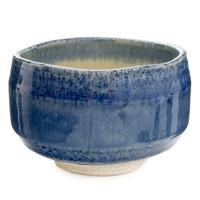 Ceramic Matcha Bowl - Blue, Watercolour Wash Pattern